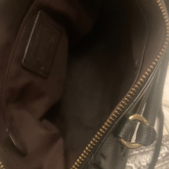 Coach Polished Black Leather  Elise Satchel with Gold Accents - Picture 9 of 16